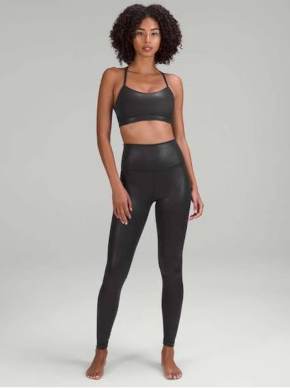 Lululemon Align High-Rise Pant 28" *Shine Radiate Foil Black Leather Look Sz. 10